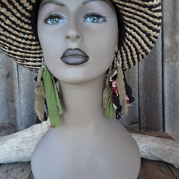 Handmade Fabric Earrings, Tassel Earring - Picture 4 of 7